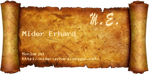 Mider Erhard névjegykártya